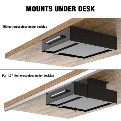 UNITEDPOWER Under Desk Drawer Storage, Pull-Out Office Hidden Counter Drawer, Metal Sliding Organizer Mount Below Table, Optional Bracket Height, Black