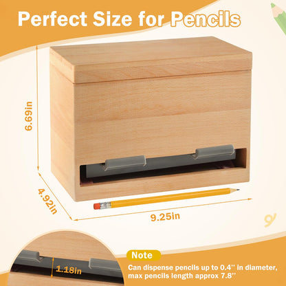 Aigybobo Pencil Dispenser for Classroom, Wooden Pencil Holder for Desk, Teacher Must Haves for Organization and Storage, Pencils Straw Dispenser for Classroom Office Kitchen Restaurant