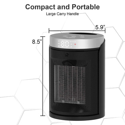 Space Heater, AUBKN Small Portable Electric Heaters for Indoor Use with Thermostat and Remote,12H Timer, 5 Mode, 1500W PTC Ceramic Fast Safety Heat for Home Office Bedroom