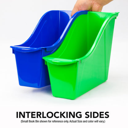 Storex Small Book Bin – Interlocking Plastic Organizer for Home, Office and Classroom, Red, 6-Pack (71109U06C)
