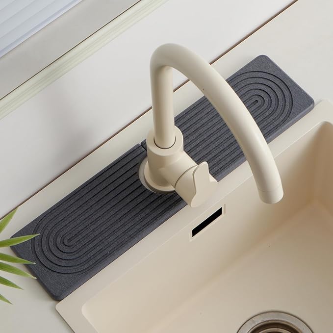 Stone Faucet Mat for Kitchen Sink，Super Absorbent Diatomite Fast Drying Stone