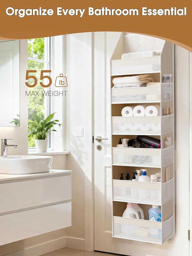Criusia 2 Pack Over the Door Organizer, 6-Shelf Closet Hanging Storage