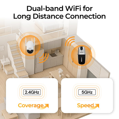 Doorbell Camera Wireless Video Doorbell with Chime, AI Motion Detection Doorbells with 2.4/ 5Ghz WiFi,Solar Assist Battery, HDR Night Vision,Long Distance 2-Way Talk, Local/AWS Cloud Storage
