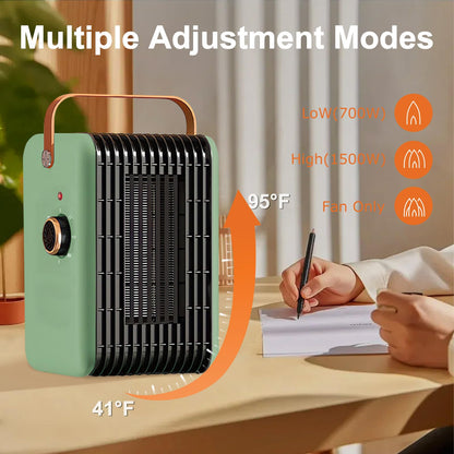 1500W Space Heater for Indoor Use PTC Portable Electric Heater 110V Fast Heating Room Small Heater Heating and Fan Modes for Desk Office Bedroom Bathroom