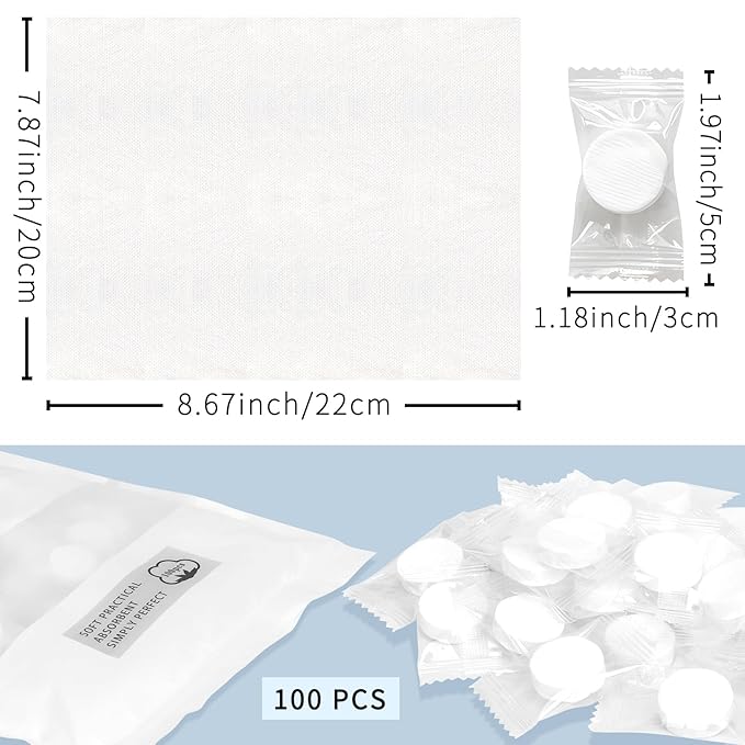 Classycoo Compressed Towel 100 PCS Mini Tablets Disposable Portable Face Towel