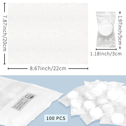 Classycoo Compressed Towel 100 PCS Mini Tablets Disposable Portable Face Towel