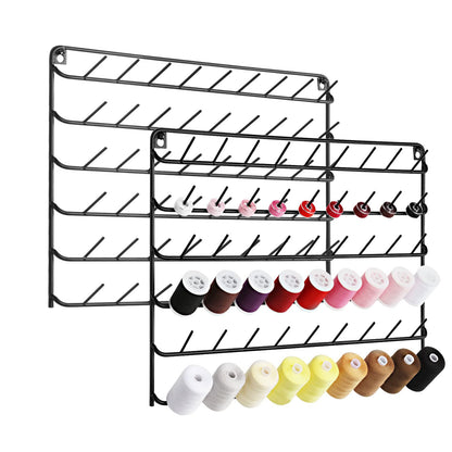 YBING Thread Holder Wall 2 Pack 54 Spools Thread Rack Wall Mount Embroidery Spool Thread Organizer Metal Sewing Thread Organizer with Hanging Tools for Quilting