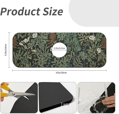 Kitchen Sink Splash Guard，Dark green forest Faucet Mat Sink Gadgets-Super