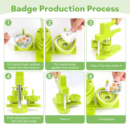 Heart Shaped Button Maker Interchangeable Die Mold 58 MM for Slide Rail Button Maker Machine Button Part Supplies Accessories for Pin Press Machine