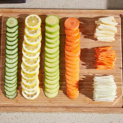 ONCE FOR ALL Safe Mandoline Slicer 5 in 1 Vegetable Cutter, Strips Julienne Dicer Adjustable Thickness 0.1-8 mm for Kitench Fast Meal Prep (Orange)