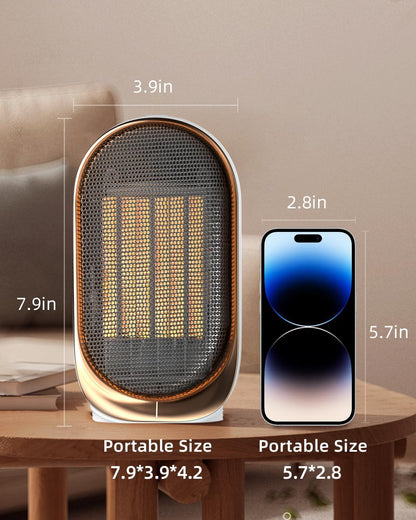 QQT Space Heater,Portable Mini Energy Efficient Space Heaters for Indoor Use,2-Speed Portable Heater Fan for Office with Adjustable,Triple Protection,Suitable for Bedroom,Office and Indoor Use(Purple)