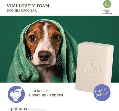 animaux vimi – Lovely Foam Dog Shampoo for Sensitive Skin - Handmade Lather Dog Soap for Extra Shine - Relief for Dry, Itchy Skin - Purely Natural & Certified Organic Ingredients - Lavender - 3.53 oz