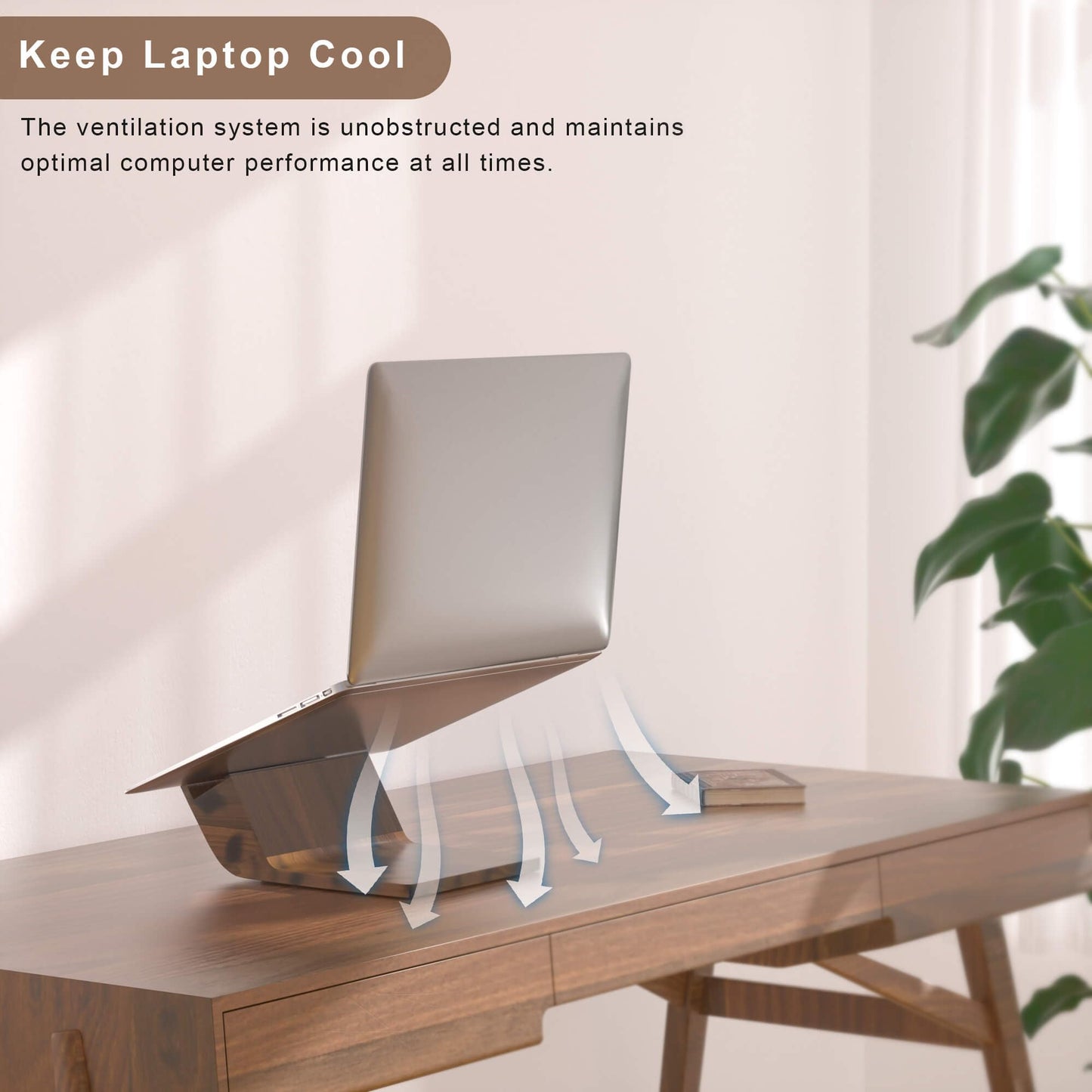 NAMAII Wooden Laptop Stand, Ergonomic Computer Stand for Desk, Portable Laptop Riser, Notebook Stand Holder Compatible with MacBook Pro/Air, Dell, HP, Lenovo and All Laptops (10-17 inch), Walnut