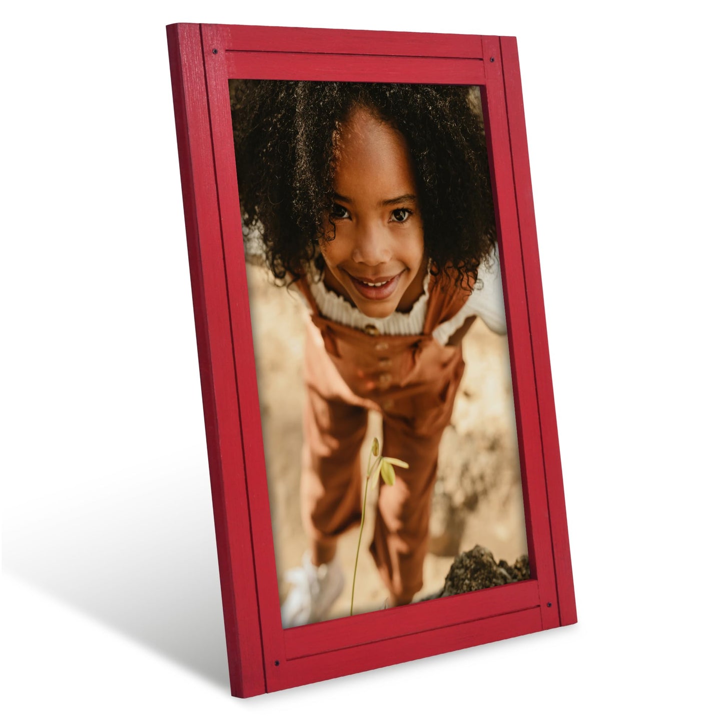 Americanflat 12x18 Poster Frame with Polished Plexiglass - Hampton Collection - Distressed Wood Picture Frames for Wall Display - Red