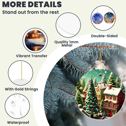 AceSubli 36 Pcs Metal Sublimation Ornament Blanks Bulk Double Sided, Aluminum Sublimation Christmas Ornament Blanks, Round Christmas Sublimation Blanks with Strings for Gifts Christmas Tree Home Decor