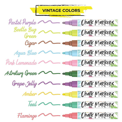 5 Pink + 30 Patel, Neon 6mm + 10 Vintage 6mm Chalk Markers Bundle