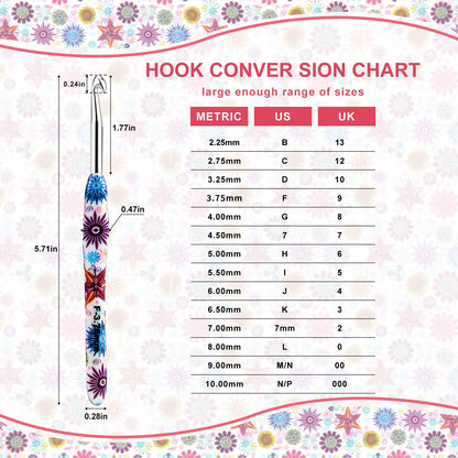 Looen Crochet Hooks Set, 14 Sizes 2.25mm(B)-10mm(N) Ergonomic Handle for Arthritic Hands, Soft Rubber Grip Knitting Needles Kit for Crochet Beginners, Knitting Enthusiasts(Purple)
