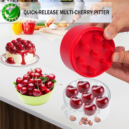 Cherry Pitter Tool 7-in-1, Portable Cherries Seed Remover, Fruit Pit Core Remover for Make Fresh Cherry Dishes, Cherry Pie and Jam and Cocktail Cherries