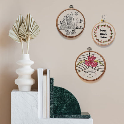 PATIKIL 5 Pieces 8 Inch Embroidery Hoops Frame Round Imitated Wood Circle Cross Stitch Hoop Ring for Embroidery Art Craft Handy Sewing Decoration