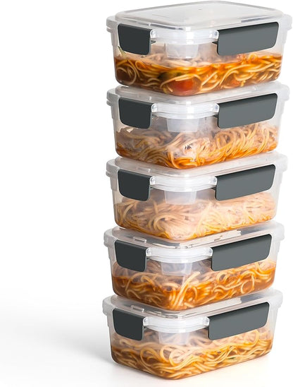 YORY 5 cup Plastic Food Storage Containers