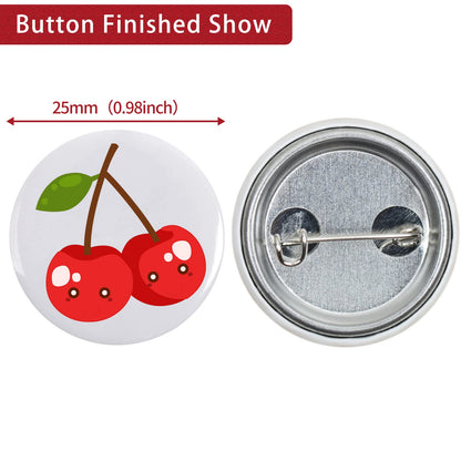 Onemorello 200 Sets Button Maker Supplies, 25mm / 0.98 inch Button Supplies Buttons Parts, (Approx. 1 inch) Metal Blank Badge Parts with Blank Paper for Buttons Maker Machine Pin Maker Press