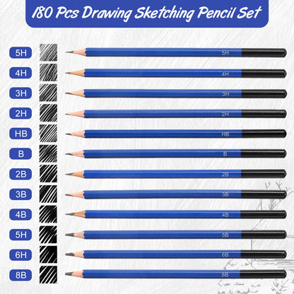Humyoun 120 Pcs Graphite Sketch Pencil Set (8b - 5h) Professional Drawing Pencils Graphite Charcoal Gift Bulk for Beginners and Artists Art Sketching Supplies