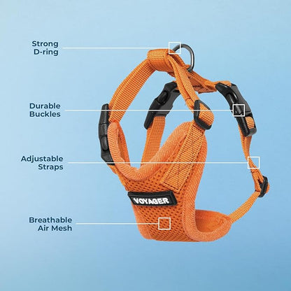 Voyager Step-in Pet Harness - All Weather Mesh, Adjustable Step in Harness for Cats and Dogs by Best Pet Supplies - Orange, XS