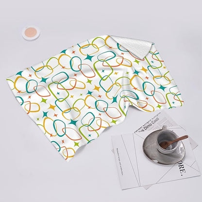 Mid Century Modern Kitchen Towels Set of 2, Absorbent Hand Towels, Retro Dish