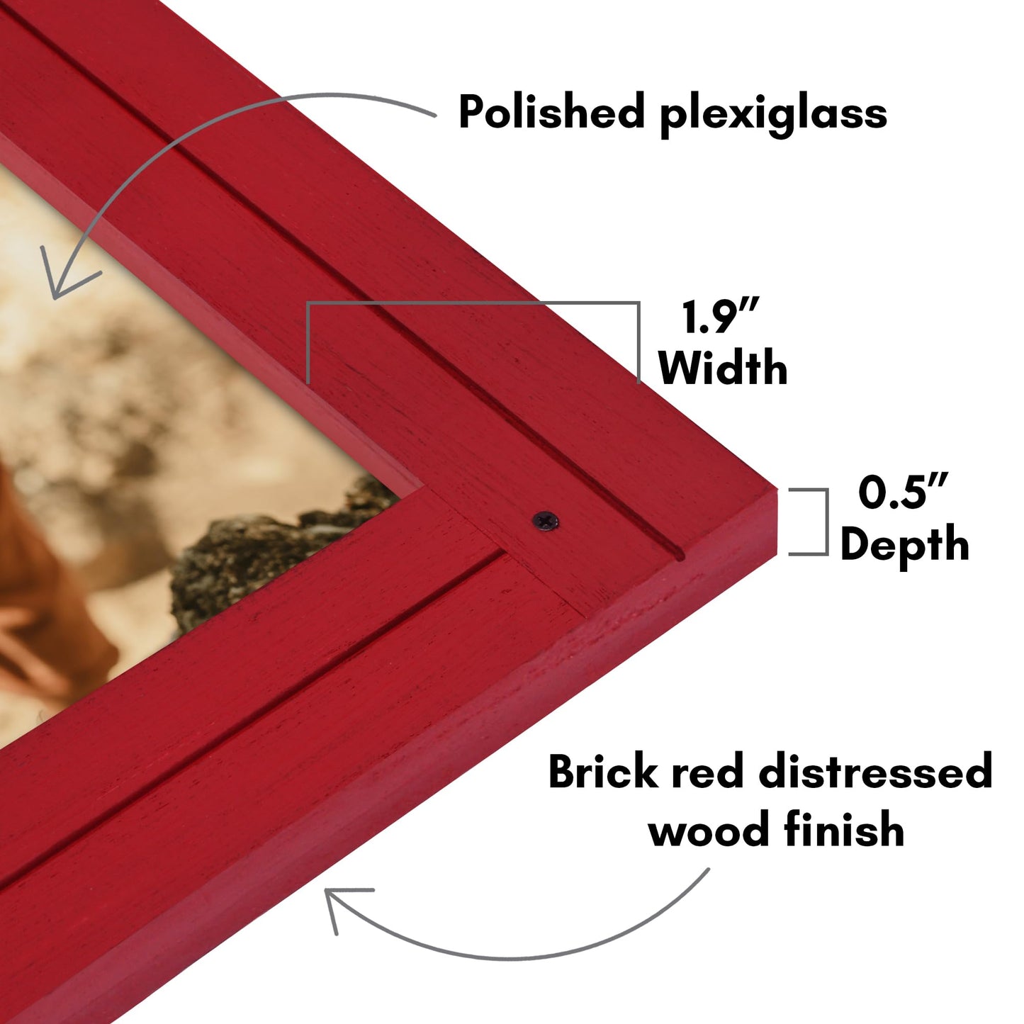 Americanflat 12x18 Poster Frame with Polished Plexiglass - Hampton Collection - Distressed Wood Picture Frames for Wall Display - Red
