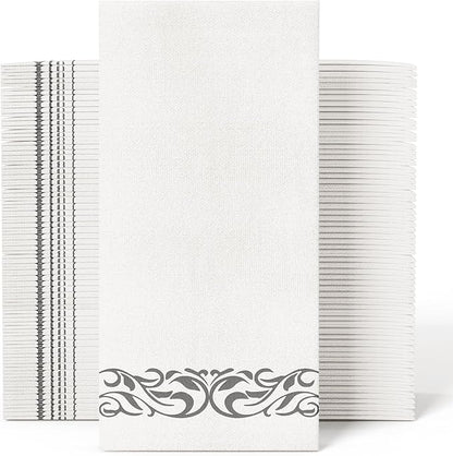 JOLLY CHEF 100 Disposable Hand Towels, Soft and Absorbent Linen Feel Dinner