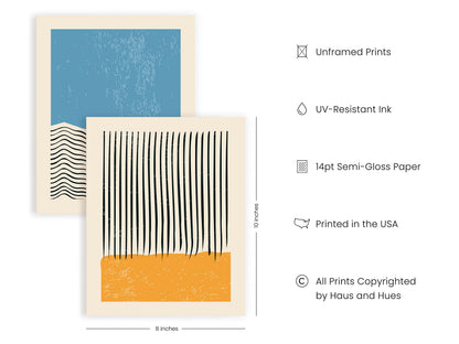 HAUS AND HUES Modern Abstract Wall Art – Mid-Century Modern Prints, Minimalist Abstract Posters, Aesthetic Wall Decor for Home and Office