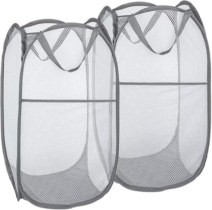2 Pack Pop Up Laundry Hampers, Collapsible Mesh Laundry Basket, Foldable