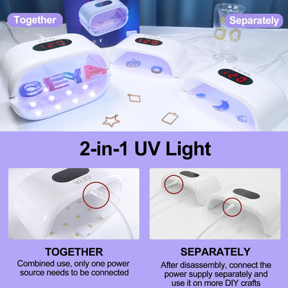 ceya UV Light for Resin,Double-Sided uv Resin Lamp 36W Fast Curing with 2pcs USB Cable,Digital Display (2M 3M 5M),UV Lamp 360° Coverage for Curing, Molds, Jewelry Making, DIY Craft
