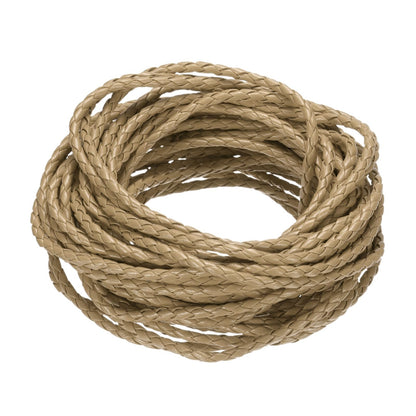 M METERXITY Round Braided Leather Cord, 10 Yards 4mm Four-Strand Faux Beading String Rope Bolo Tie 10 Meters Long for Jewelry Making/DIY Crafts, String Macrame Bracelet Thread [Beige]
