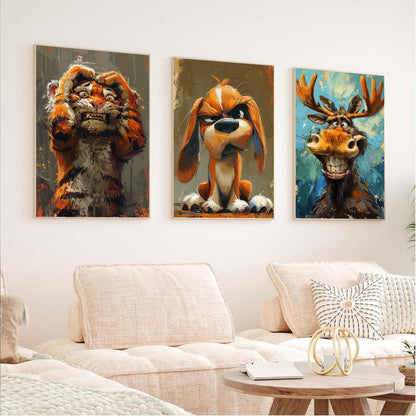 Canrichshop 6-Pack Animals Paint by Numbers Kit for Adults Frameless,Funny DIY Adult Oil Painting Kits on Canvas,Easy Acrylic Paint by Number Beginners for Home Decor 9.8x13.8 Inch