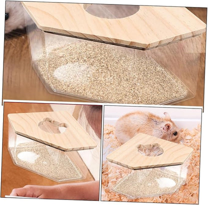 Hemoton Bathroom Toys Hamster Container Sand Bath Sand Clear Dust Bath Small Sandbox for Pet Acrylic