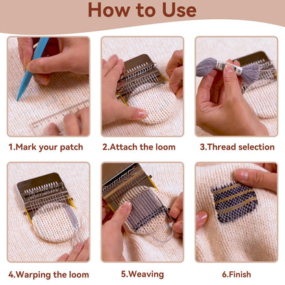 Small Weaving Loom, 28 Pins Darning Loom Mini Loom Machine Wooden Weaving Loom Kit Arts Darning Tool for Mending Jeans Socks Clothes