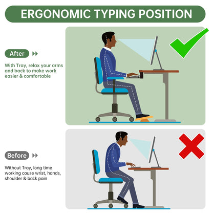 UPGRAVITY Large Keyboard Tray Under Desk - Slide Out with Sturdy C-Clip Mount System, 27 (31.2 Including Clamps) X 11.81 Put-Out Keyboard Tray Computer Drawer for Ergonomic Typing, Black