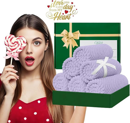 Washcloths for Showering, Thick Cotton Washcloths for Face, Lavender Face Towel