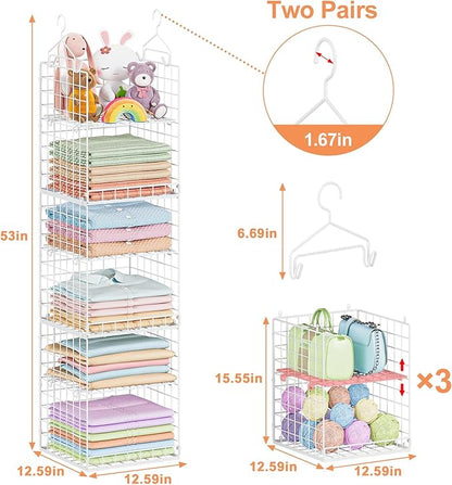 6 Tier Raised-Height Hanging Closet Organizer, Stackable Sweater Organizer