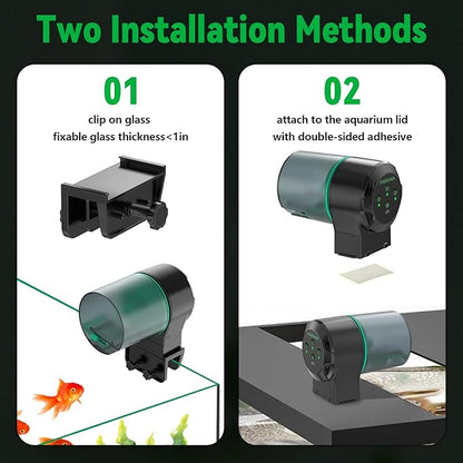 Automatic Fish Feeder for Aquarium, Auto Food Dispenser with Timer, 250 ml Fishs Feeder for Pellets Granules & Strips, Automatic Fish Dispenser for Small Tank, Big Aquariums & Pond