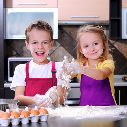 Syhood 6 Pieces Kids Apron with Pocket Adjustable Children Chef Apron for Baking Painting Cooking (Fresh Color, Large)