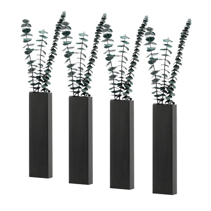 Wood Wall Planter 4 Pack Wall Decor for Artificial Flower Plants Wooden Plants Holders Wall Plant Pocket Vase Hanging for Living Room Bedroom Dining Room Bathroom Indoor Decroation (Black)