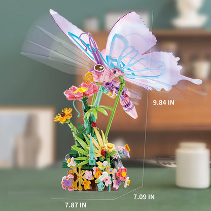 KAZI Butterfly Building Toy Set - Music Box for Girls & Kids Ages 8 Plus,DIY Insect and Flowers Crafts Kit for Home Decor,Living Room or Bedroom,Gifts for Insect Lovers, for Mom