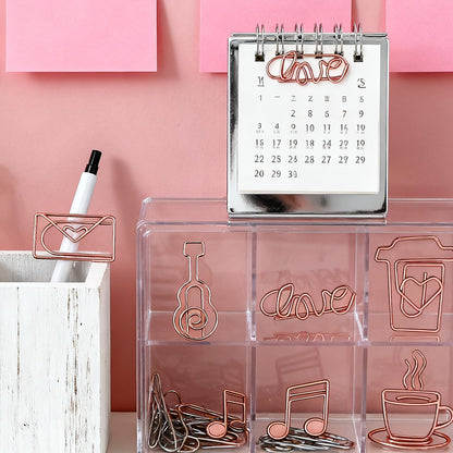 30Pcs Adorable Rose Gold Fancy Paper Clips Set, Cute Shaped Metal Clips with Travelers Accessories for Planner & Journal Supplies, Creative Decorative Bookmarks for Office School Home Organization