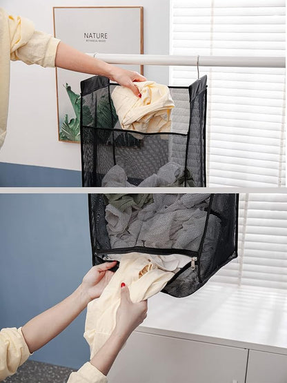 Jelier Hanging Breathable Mesh Laundry Hamper Basket, Portable Heavy Duty