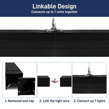 hykolity 4FT LED Architectural Suspended Linear Channel Light Linkable, 23/32/40W 3000K/4000K/5000K CCT Selectable, 0-10V Dim Office Lighting Fixture for Commercial Places, 4600lm, ETL, 4 Pack - Black