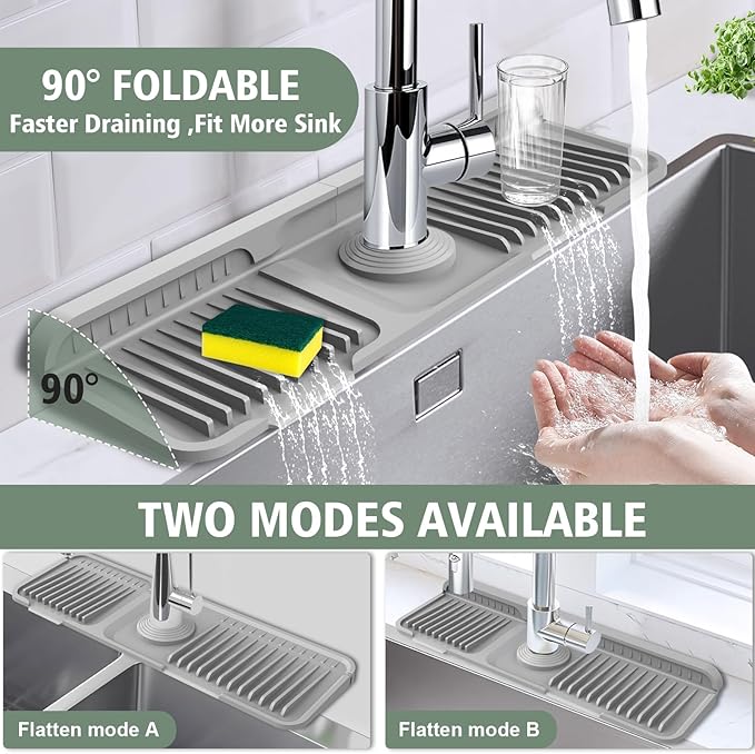 17.7-Inch Kitchen Sink Splash Guard Mat | 7° Slope