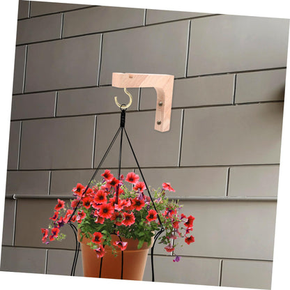 Yardenfun 2pcs Wooden Plant Hangers Heavy-Duty Wall Mount Hooks for Indoor and Outdoor Hanging Planters, Ceiling and Wall Brackets for Flowerpots, Natural Wood Finish