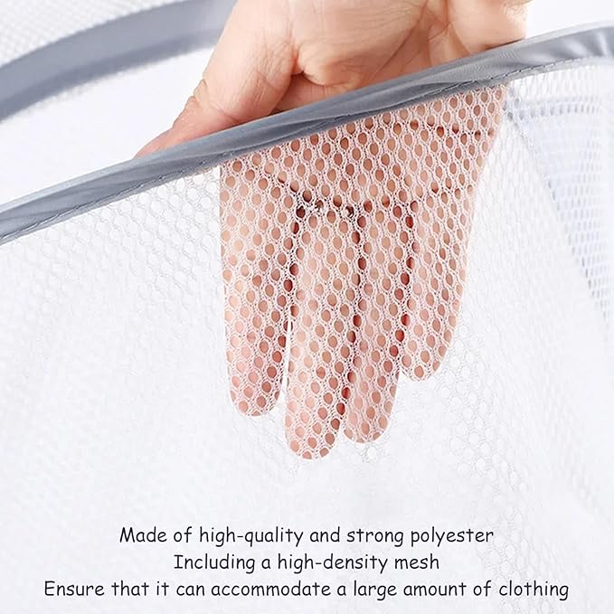 2pcs mesh foldable laundry basket, dirty clothes storage bag basket frame bucket